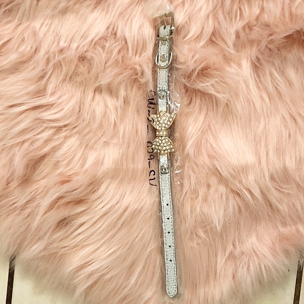 Brand New METALLIC FAUX CROC BLING PET COLLAR-S